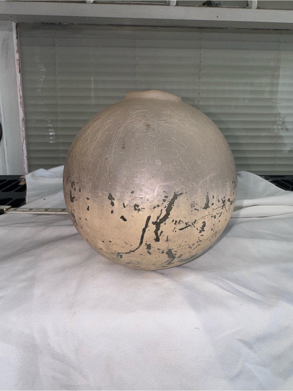 Anthropologie painted distressed glass vase